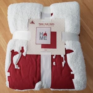 Disney Parks Home Collection Castle Reversible Fuzzy Throw Blanket 50x60 Red NWT
